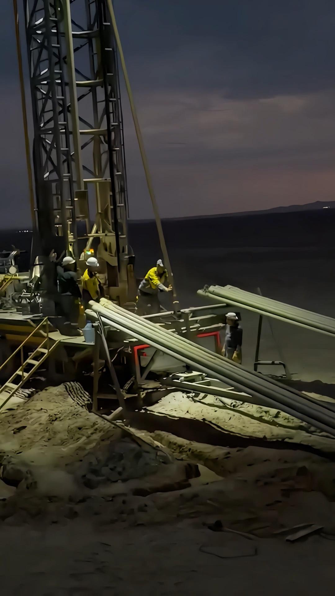 water well drilling mud pump working in uzbekistan desert